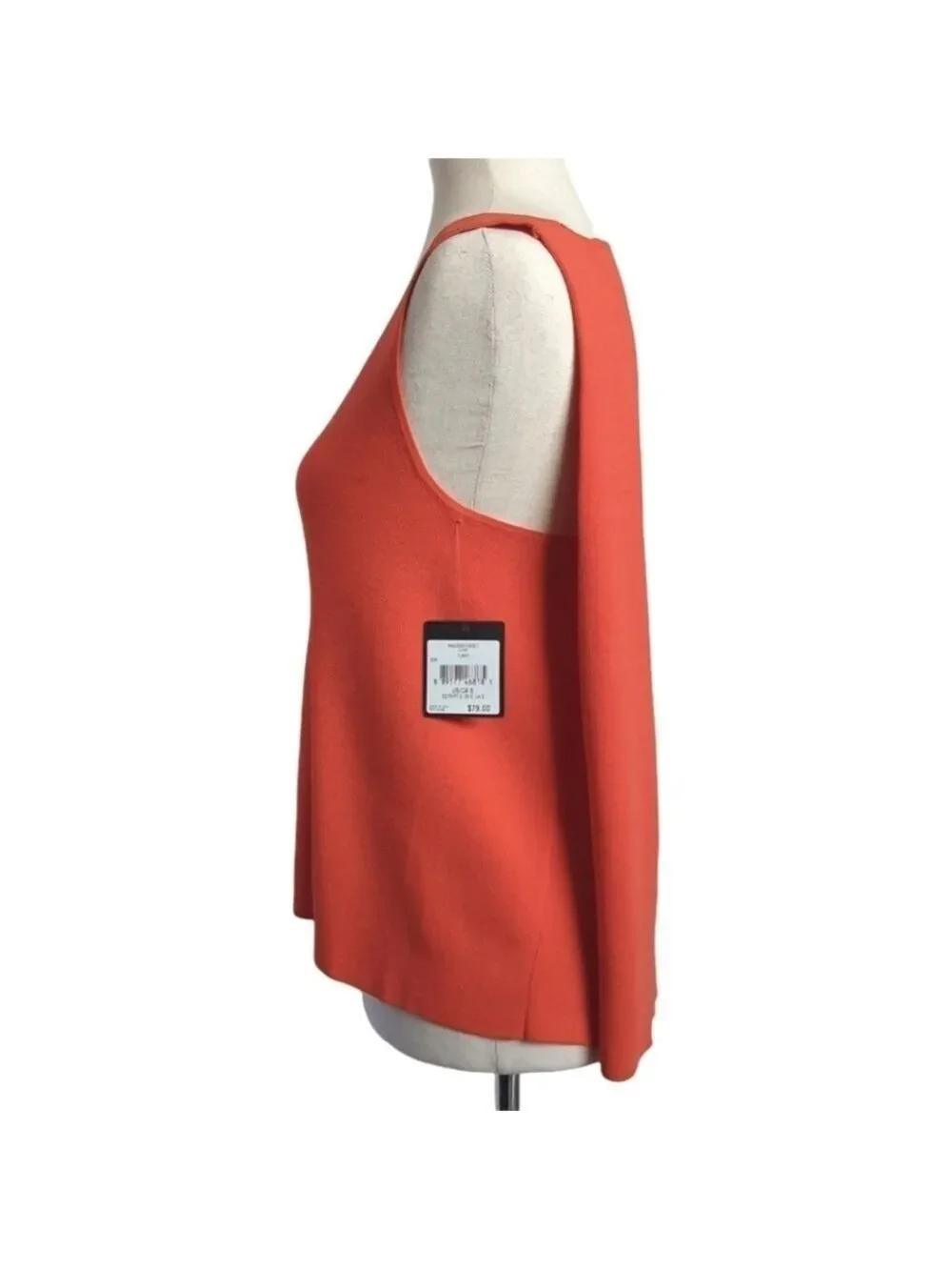 Rachel Roy Orange V-Neck Swing Tank Top High Low Flowy Draped Summertime